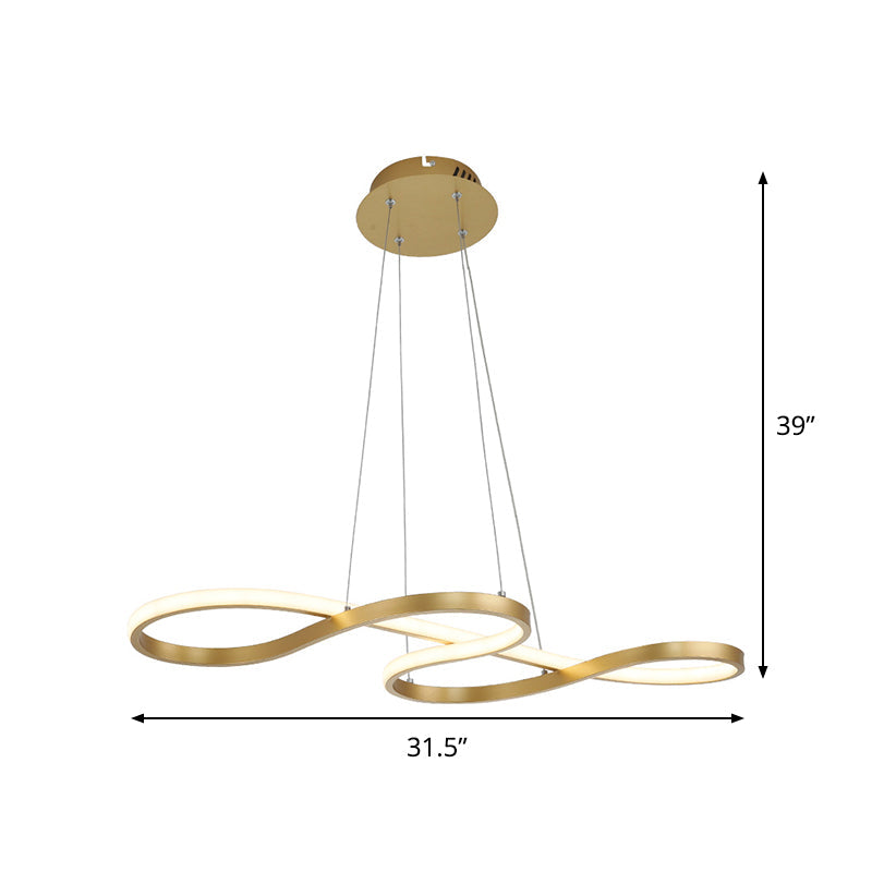 Twisty Pendant Chandelier Simplicity Acrylic Gold Finish LED Lamp - Rebooters