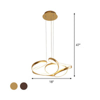 18"/19.5" W Minimalist LED Hanging Light in Gold/Coffee - Rebooters