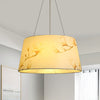 Blue/Beige 4 Heads Chandelier Light Pastoral Fabric Drum Lamp - Rebooters