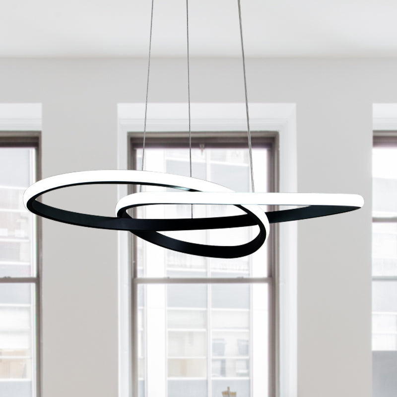 Twisted Chandelier Pendant Modern Acrylic Black Ceiling Light - Rebooters