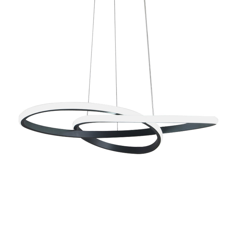 Twisted Chandelier Pendant Modern Acrylic Black Ceiling Light - Rebooters