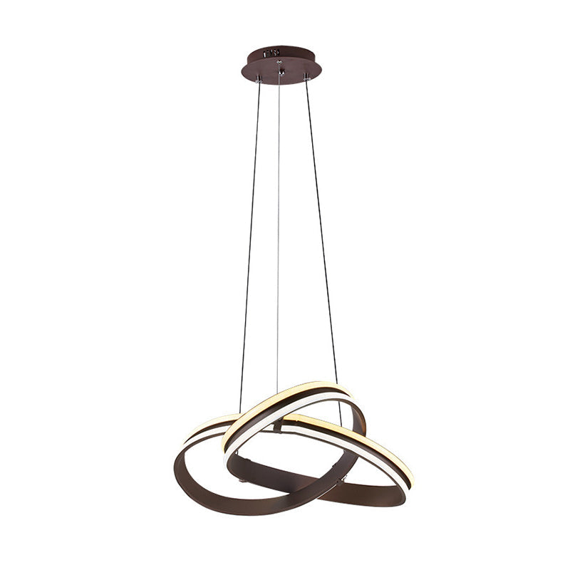 Winding Acrylic Chandelier Light Contemporary LED Brown Ceiling Pendant - Rebooters