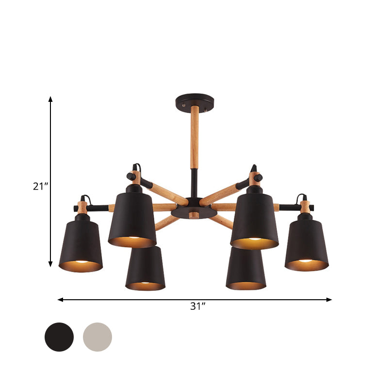 Cone Living Room Chandelier Light Nordic Metal 6 Bulbs - Rebooters