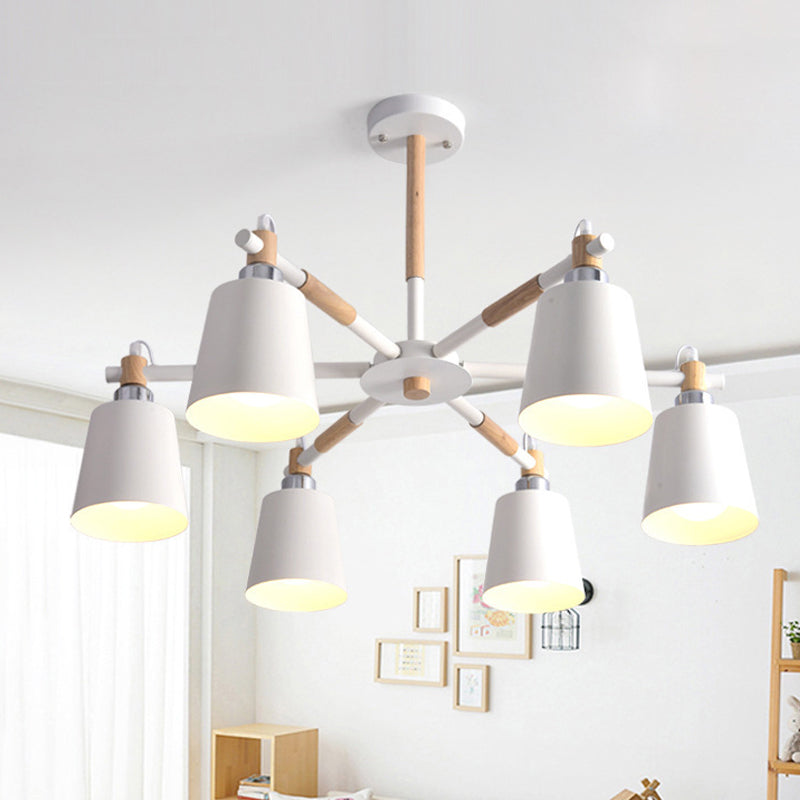 Cone Living Room Chandelier Light Nordic Metal 6 Bulbs - Rebooters