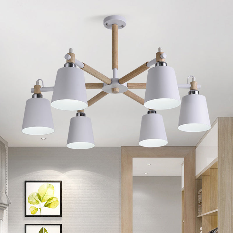 Cone Living Room Chandelier Light Nordic Metal 6 Bulbs - Rebooters