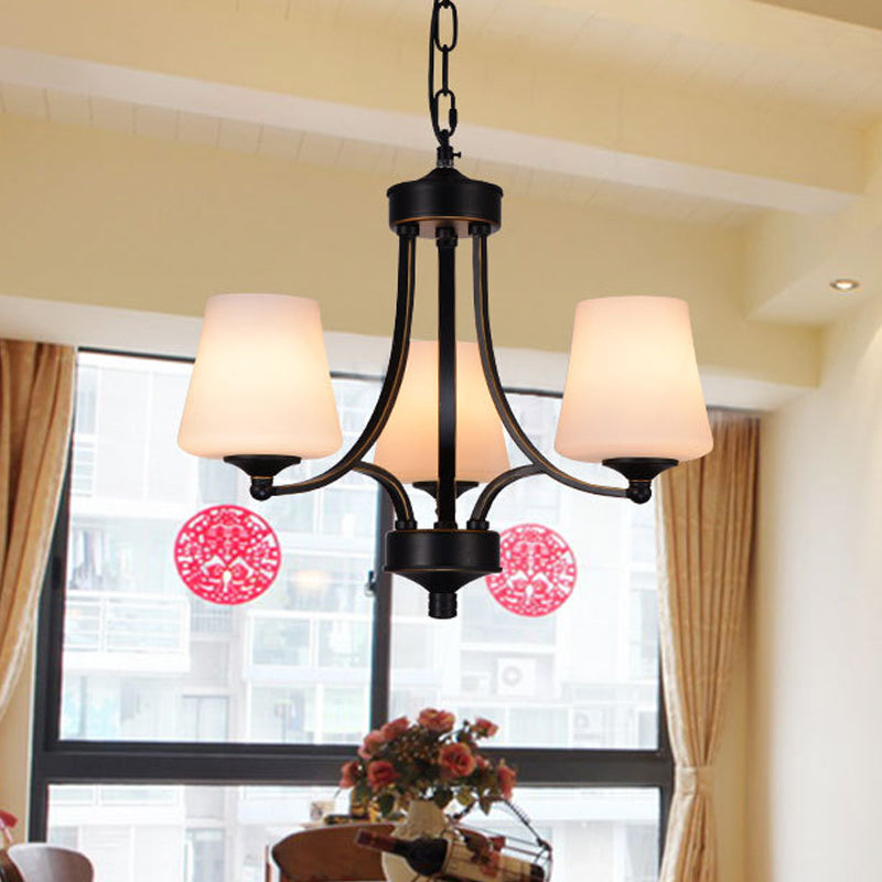 Traditional Tulip Chandelier Light Fixture Black Pendant Lighting - Rebooters