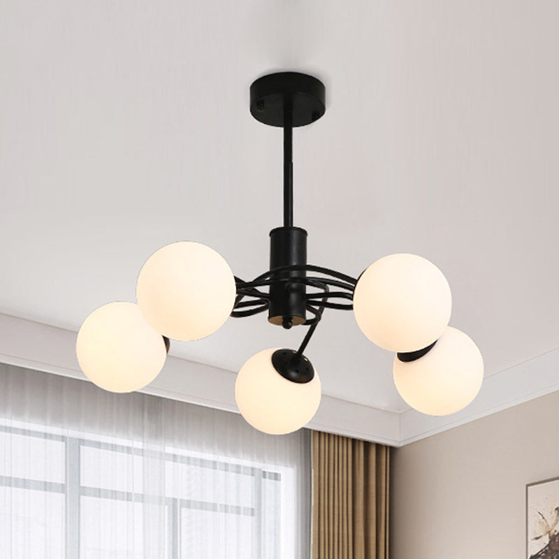 Global Bedroom Chandelier Lighting Fixture Modern White Glass - Rebooters