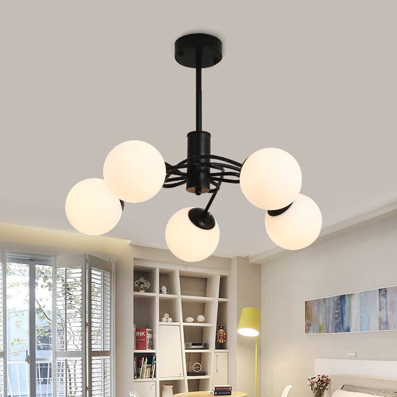 Global Bedroom Chandelier Lighting Fixture Modern White Glass - Rebooters