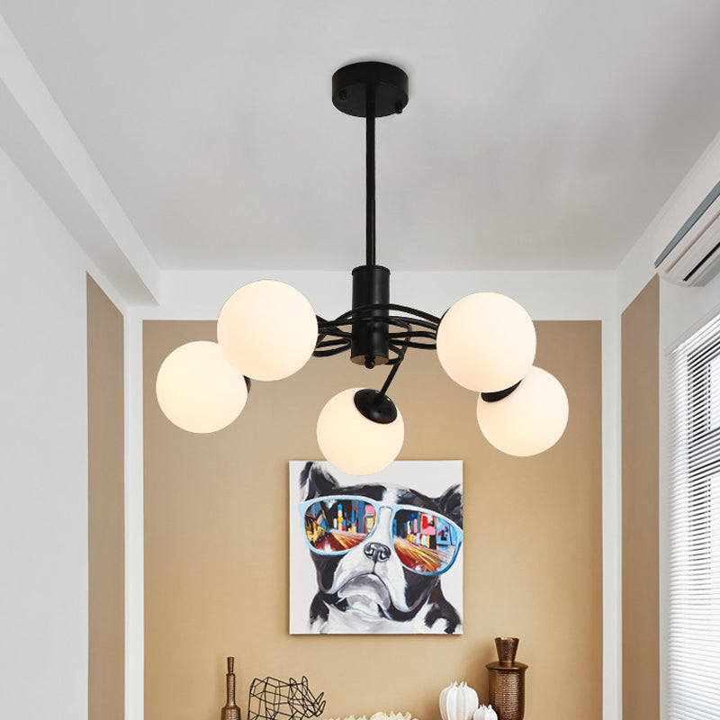 Global Bedroom Chandelier Lighting Fixture Modern White Glass - Rebooters