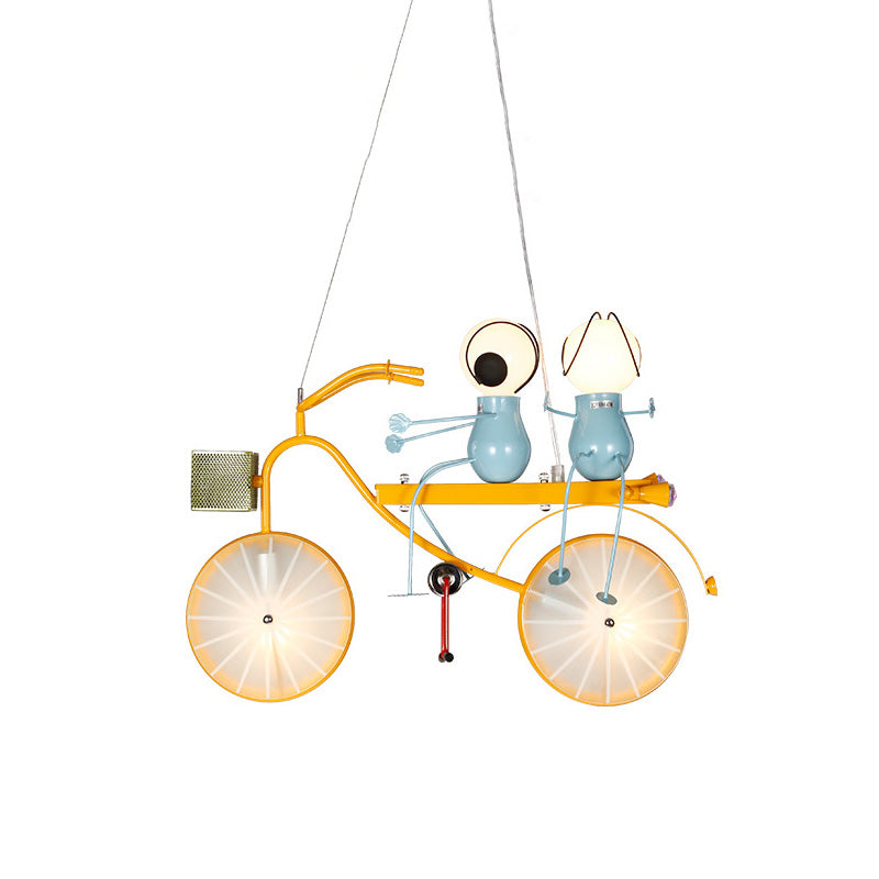 Metal Bicycle Chandelier Lamp Kids LED Yellow Pendant Light - Rebooters