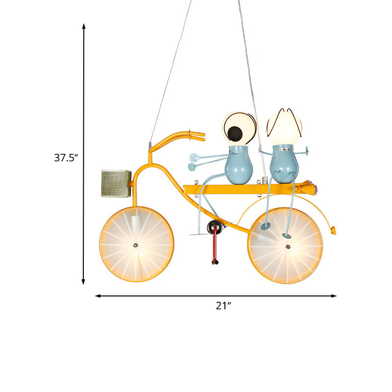 Metal Bicycle Chandelier Lamp Kids LED Yellow Pendant Light - Rebooters