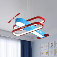 Airplane Acrylic Chandelier Kids LED Blue Ceiling Light 26" - Rebooters
