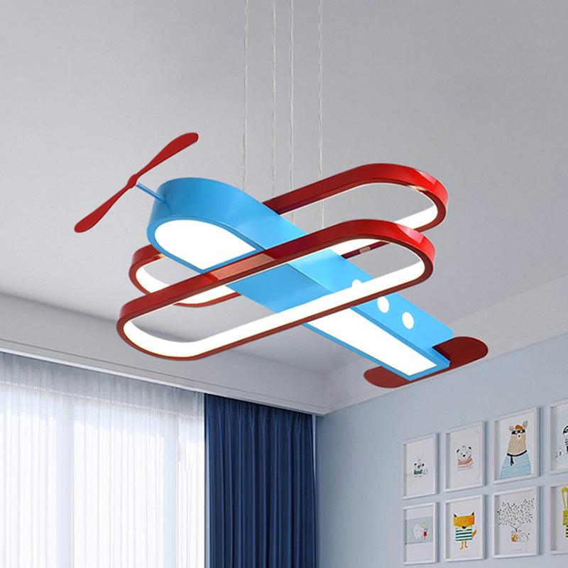 Airplane Acrylic Chandelier Kids LED Blue Ceiling Light 26" - Rebooters