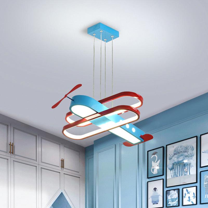 Airplane Acrylic Chandelier Kids LED Blue Ceiling Light 26" - Rebooters