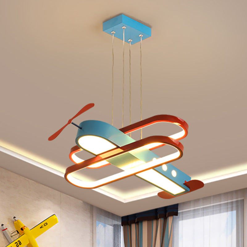 Airplane Acrylic Chandelier Kids LED Blue Ceiling Light 26" - Rebooters