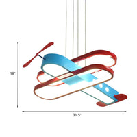 Airplane Acrylic Chandelier Kids LED Blue Ceiling Light 26" - Rebooters