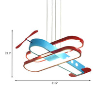 Airplane Acrylic Chandelier Kids LED Blue Ceiling Light 26" - Rebooters