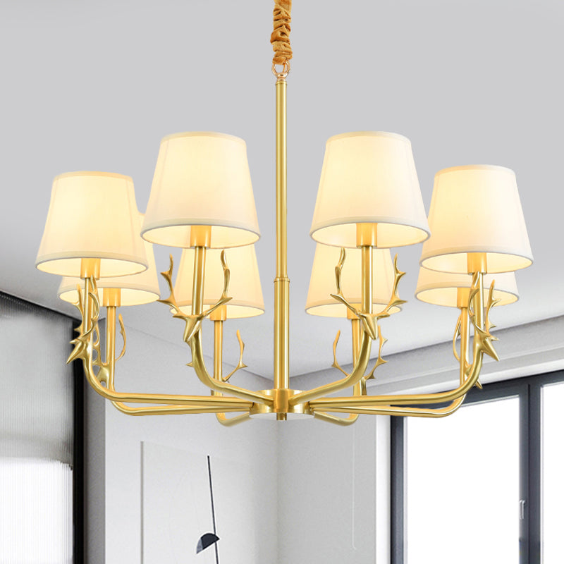 Tapered Fabric Chandelier Colonialism 3/6/8 Lights Gold Pendant - Rebooters