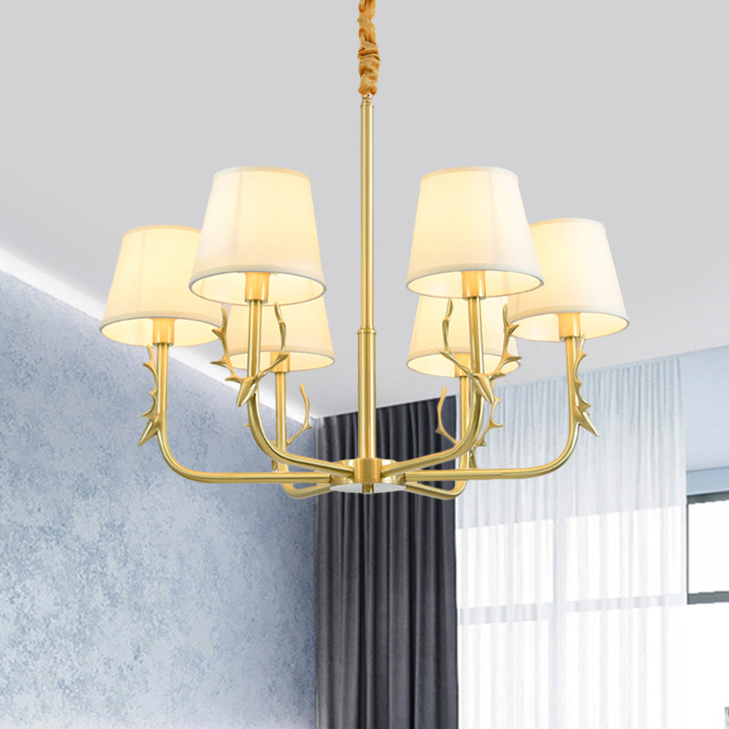 Tapered Fabric Chandelier Colonialism 3/6/8 Lights Gold Pendant - Rebooters