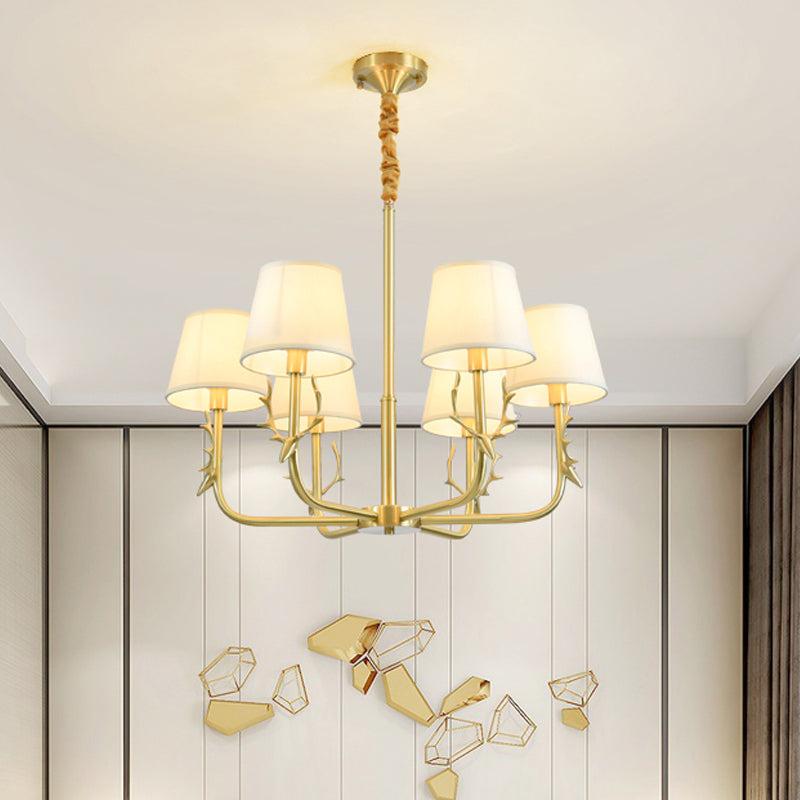 Tapered Fabric Chandelier Colonialism 3/6/8 Lights Gold Pendant - Rebooters