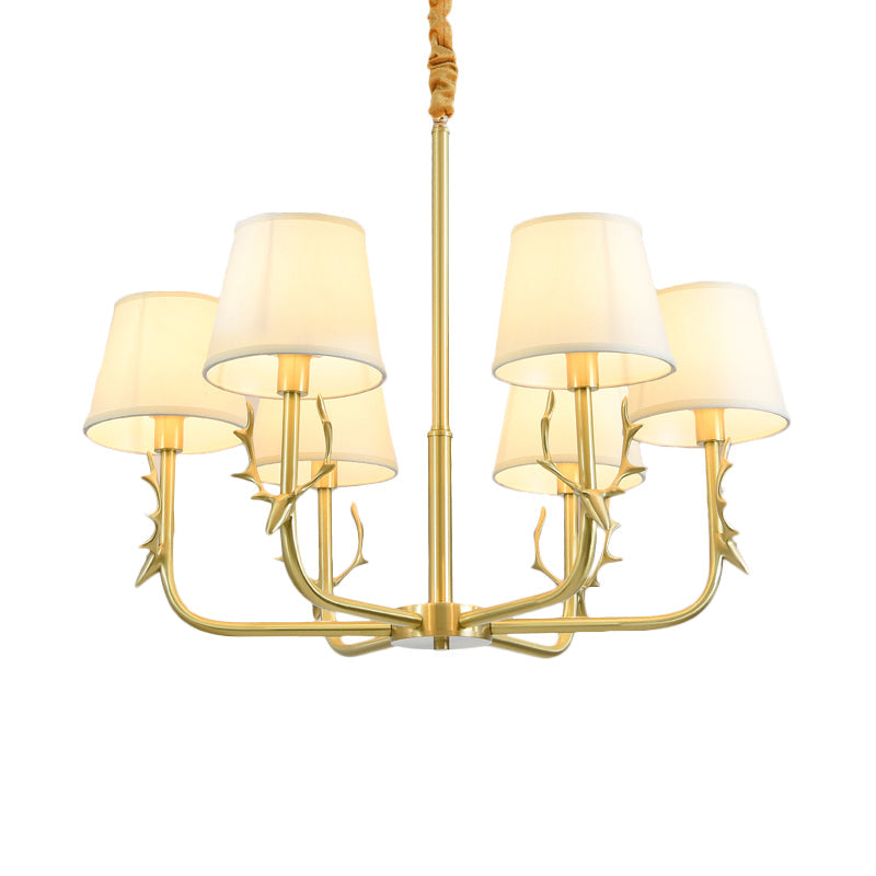 Tapered Fabric Chandelier Colonialism 3/6/8 Lights Gold Pendant - Rebooters