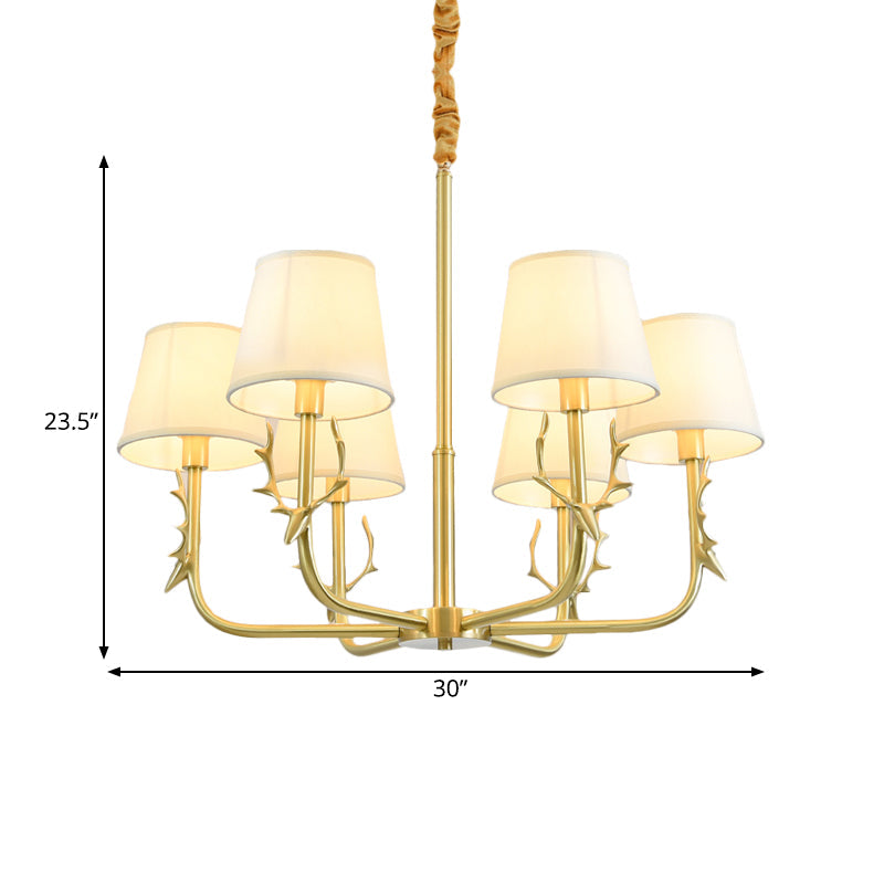Tapered Fabric Chandelier Colonialism 3/6/8 Lights Gold Pendant - Rebooters
