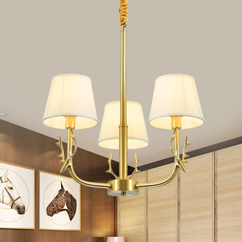 Tapered Fabric Chandelier Colonialism 3/6/8 Lights Gold Pendant - Rebooters