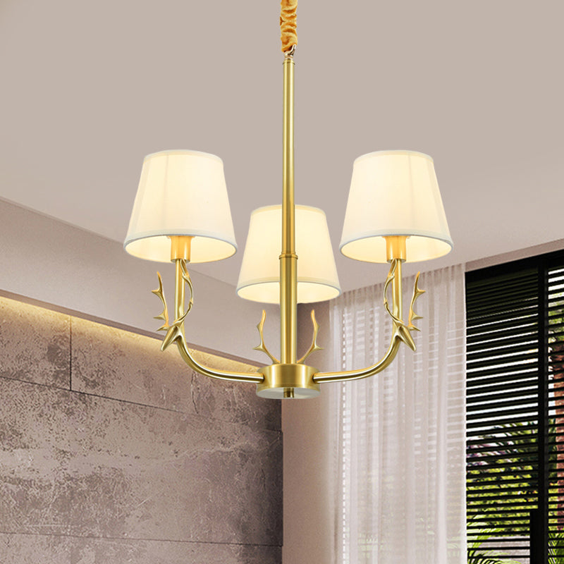 Tapered Fabric Chandelier Colonialism 3/6/8 Lights Gold Pendant - Rebooters