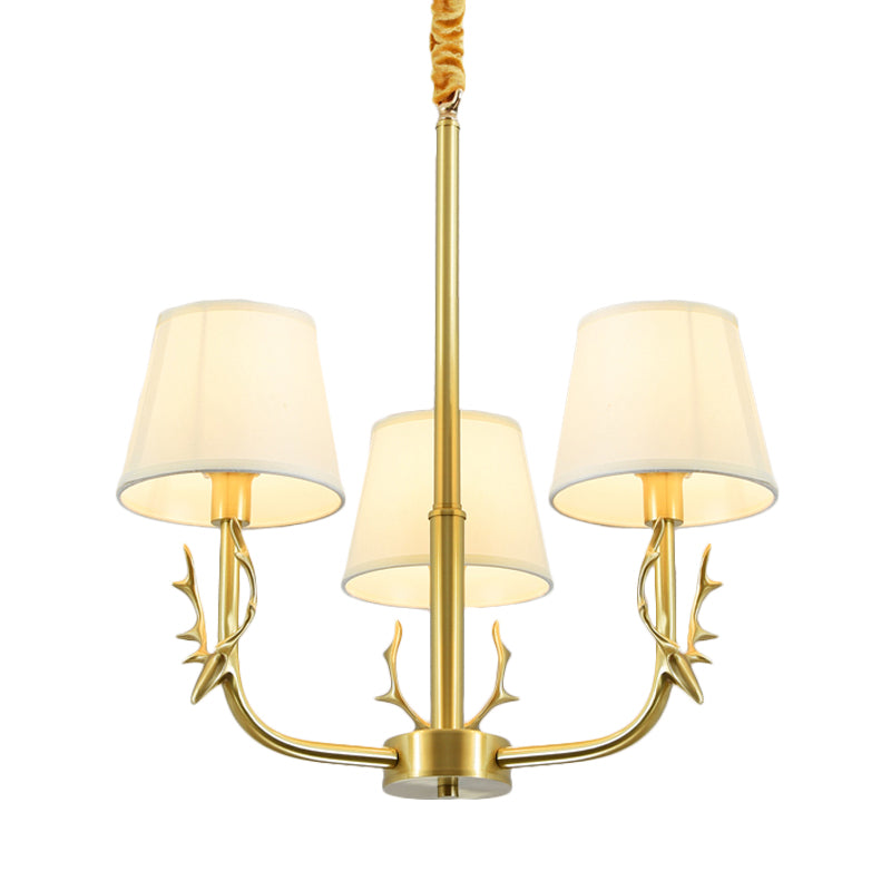 Tapered Fabric Chandelier Colonialism 3/6/8 Lights Gold Pendant - Rebooters