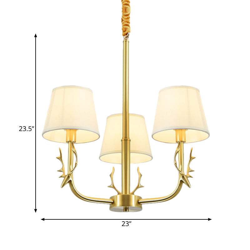 Tapered Fabric Chandelier Colonialism 3/6/8 Lights Gold Pendant - Rebooters