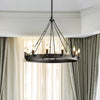 12/18-Light Round Hanging Chandelier Traditional Black Metal Pendant Light with Candle Design - Rebooters