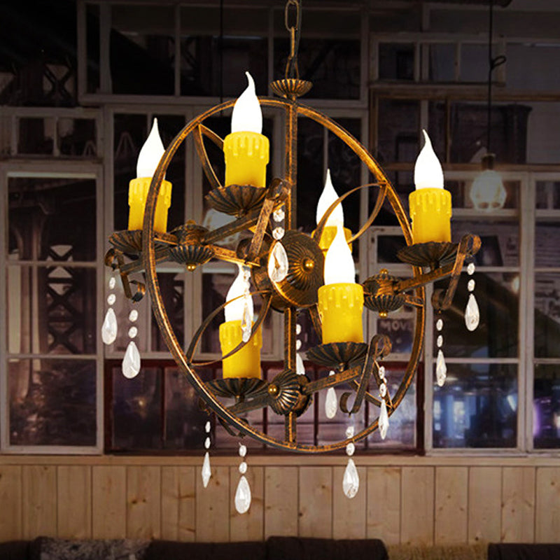 6-Bulb Pendant Chandelier Vintage Candle Iron Hanging Light - Rebooters
