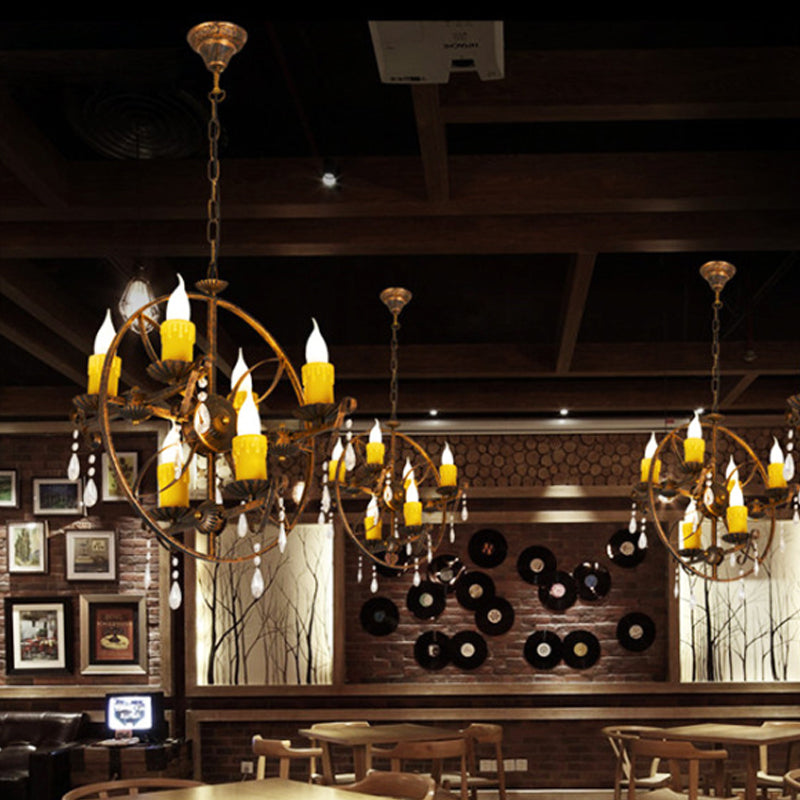 6-Bulb Pendant Chandelier Vintage Candle Iron Hanging Light - Rebooters
