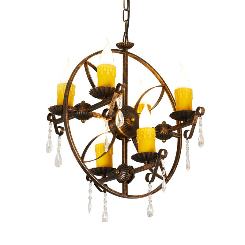 6-Bulb Pendant Chandelier Vintage Candle Iron Hanging Light - Rebooters
