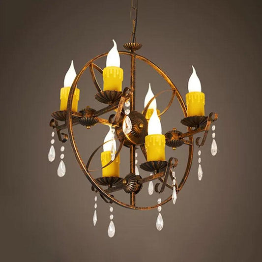 6-Bulb Pendant Chandelier Vintage Candle Iron Hanging Light - Rebooters