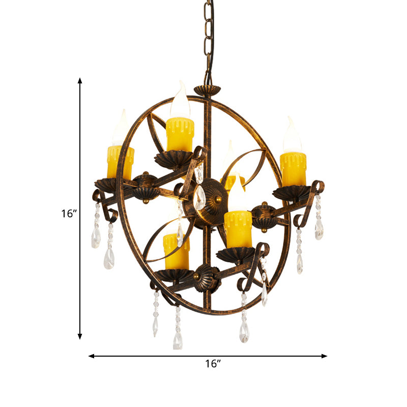 6-Bulb Pendant Chandelier Vintage Candle Iron Hanging Light - Rebooters