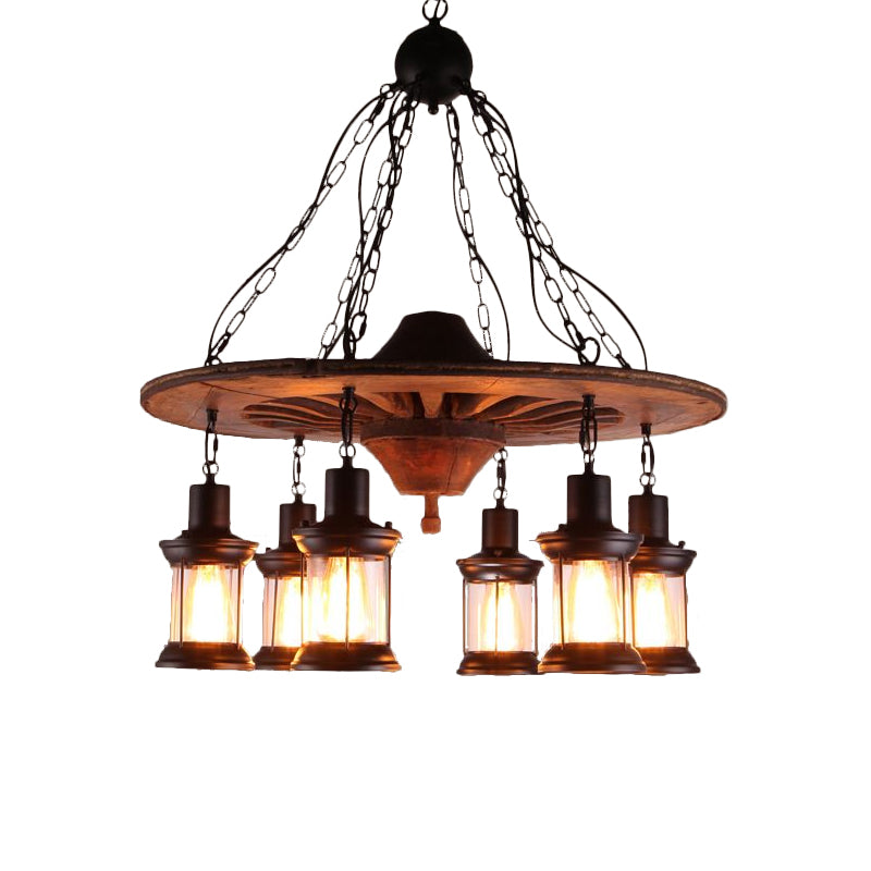 Wheel Restaurant Hanging Chandelier Antique Wooden Light - Rebooters