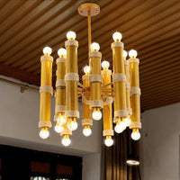 Bamboo Tube Rope Ceiling Chandelier Antique 24 Lights Lamp - Rebooters