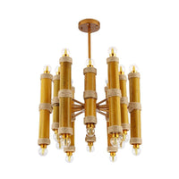 Bamboo Tube Rope Ceiling Chandelier Antique 24 Lights Lamp - Rebooters