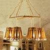 Yellow 6 Lights Chandelier Lamp Retro Bamboo Conical Lighting - Rebooters