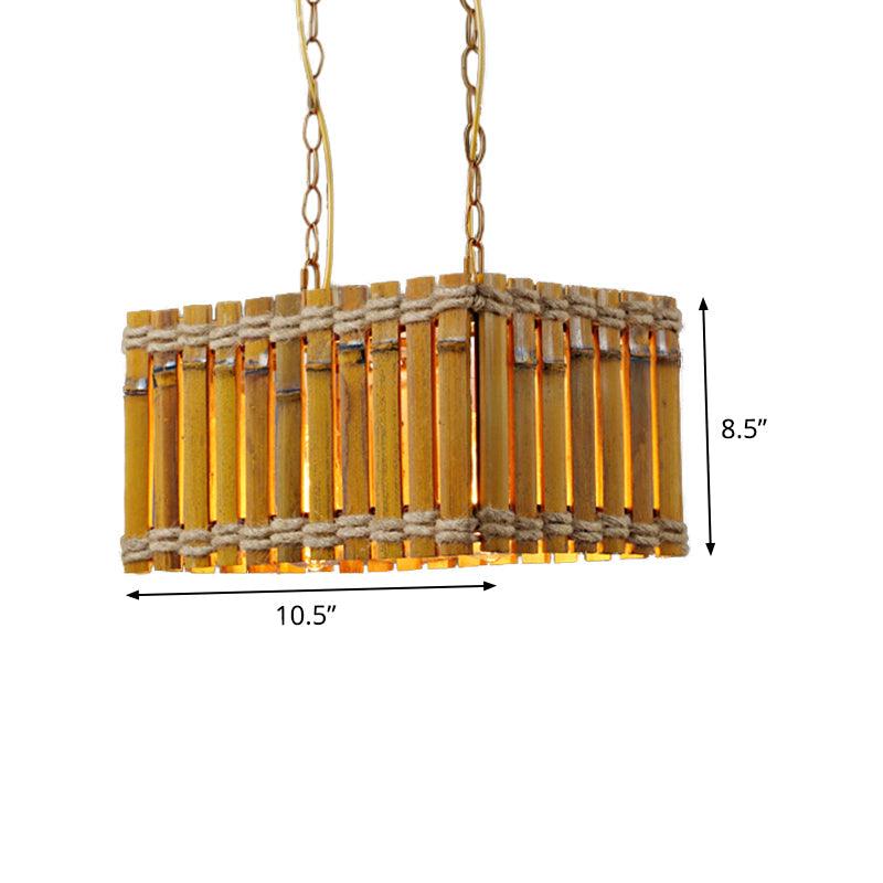 Bamboo Yellow Chandelier Lighting Rectangle 2 Bulbs Industrial Style - Rebooters