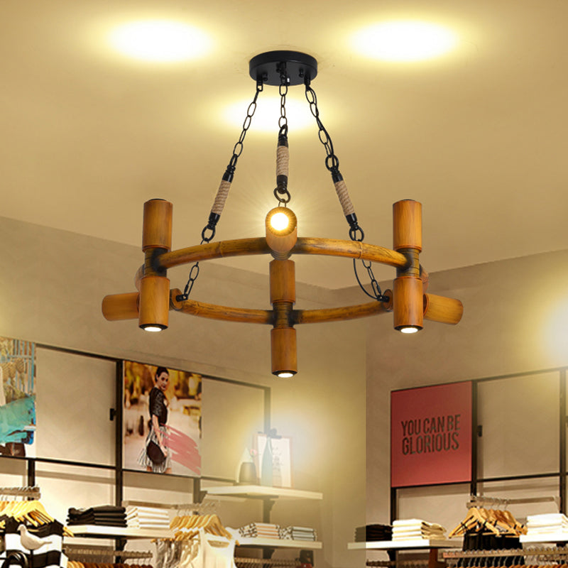 Yellow 9 Bulbs Chandelier Lamp Farmhouse Iron Pendant Light - Rebooters