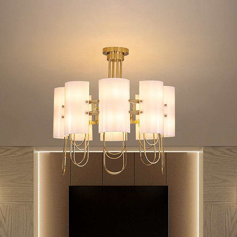 16-Light Drum Shaped Chandelier White-Gold Marble Lamp - Rebooters