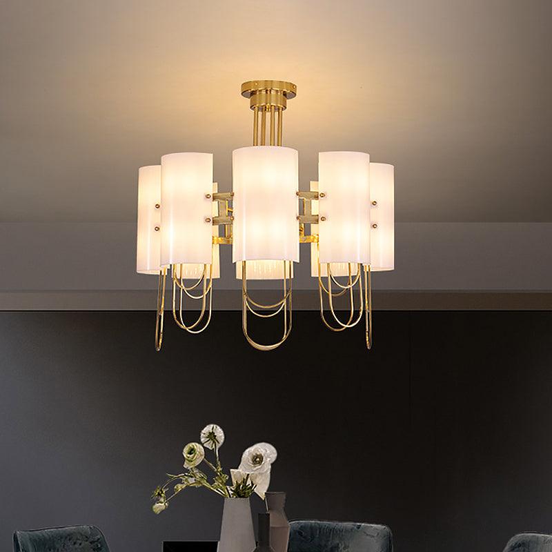 16-Light Drum Shaped Chandelier White-Gold Marble Lamp - Rebooters