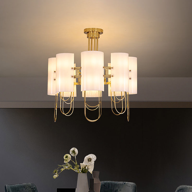 16-Light Drum Shaped Chandelier White-Gold Marble Lamp - Rebooters