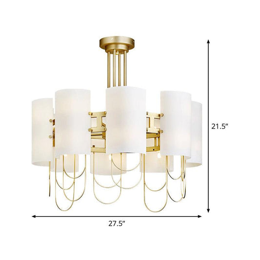 16-Light Drum Shaped Chandelier White-Gold Marble Lamp - Rebooters