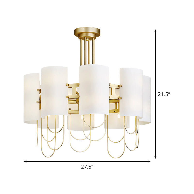 16-Light Drum Shaped Chandelier White-Gold Marble Lamp - Rebooters