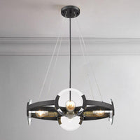 4/6 Lights Circular Pendant Chandelier Farmhouse Black Metallic Ceiling Light - Rebooters