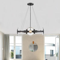 4/6 Lights Circular Pendant Chandelier Farmhouse Black Metallic Ceiling Light - Rebooters