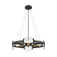 4/6 Lights Circular Pendant Chandelier Farmhouse Black Metallic Ceiling Light - Rebooters